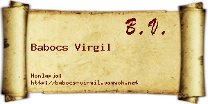 Babocs Virgil névjegykártya